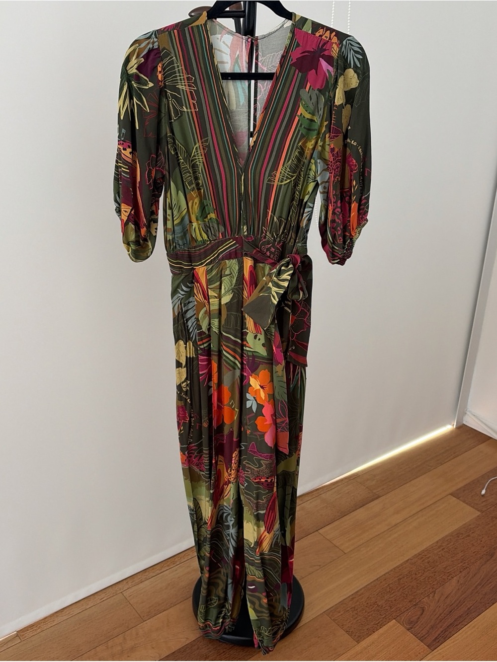 Farm Rio Olive Green Floral Jumpsuit - Picture 1 of 7